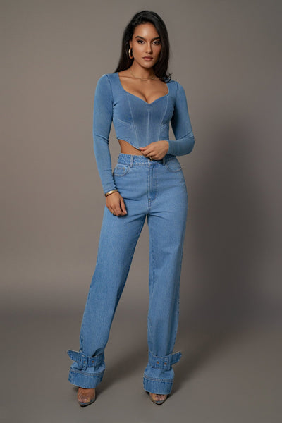 LYRA Denim Corset Top - LidaPlace