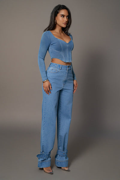LYRA Denim Corset Top - LidaPlace