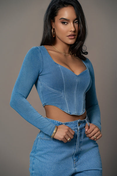 LYRA Denim Corset Top - LidaPlace