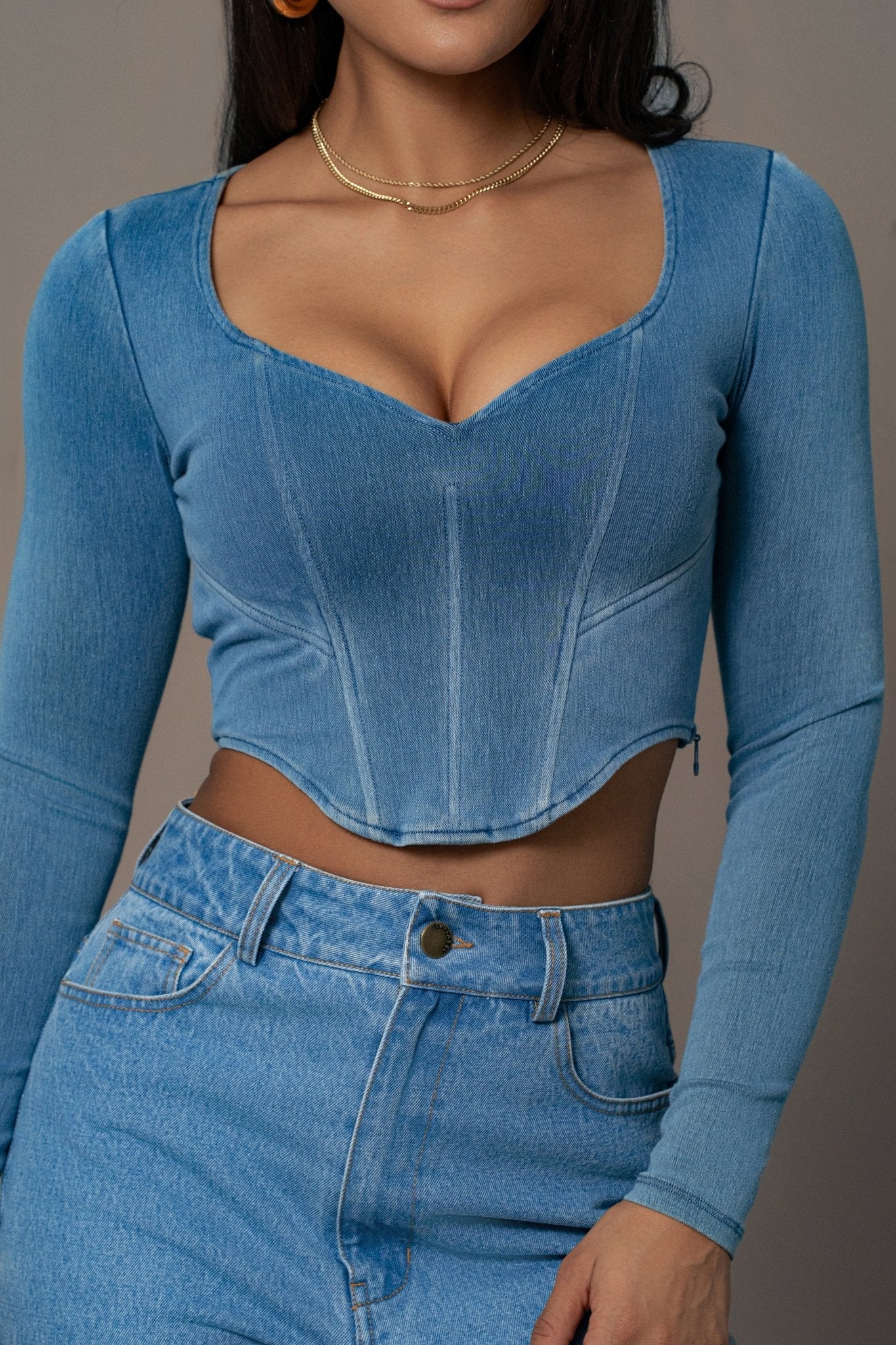 LYRA Denim Corset Top - LidaPlace