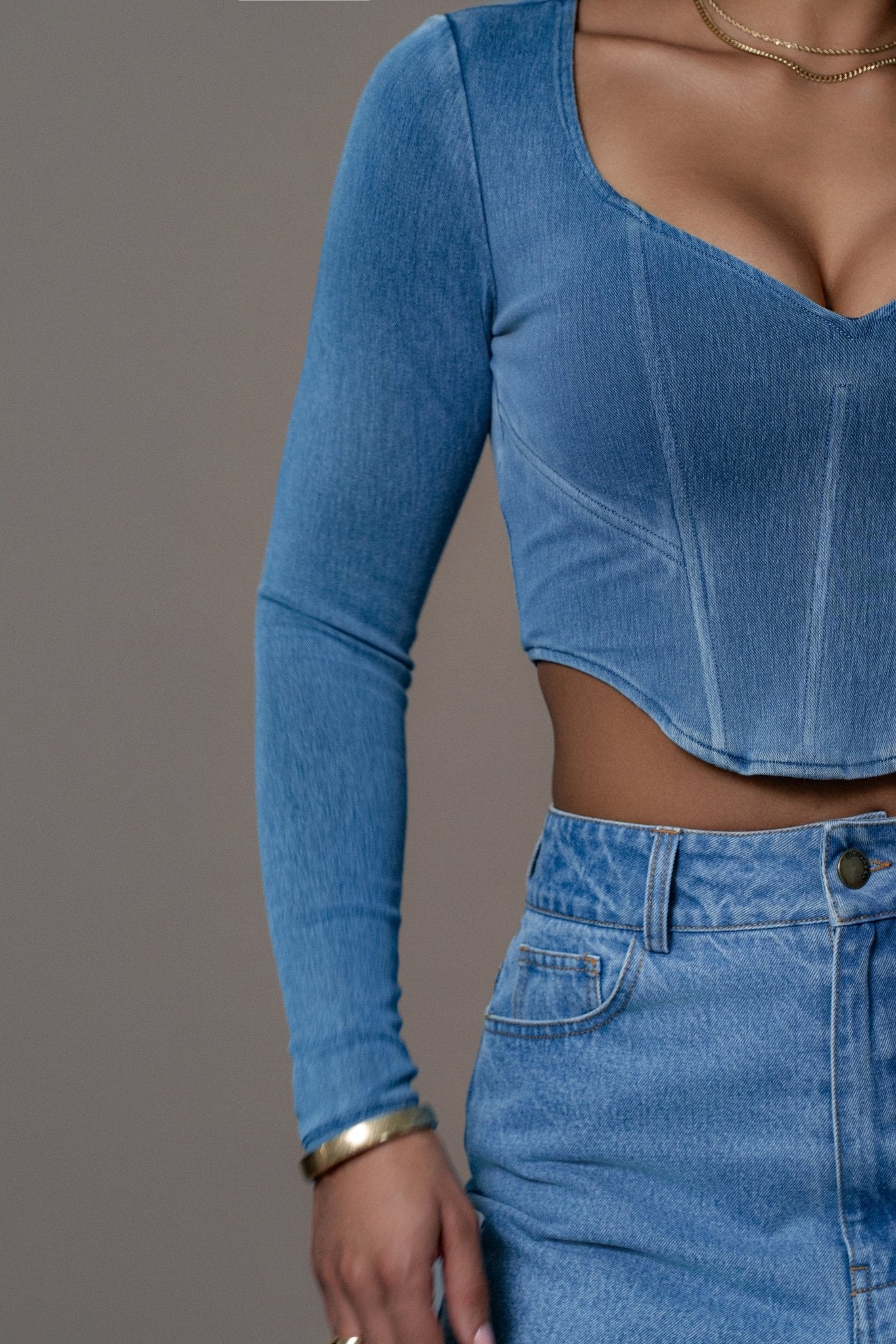 LYRA Denim Corset Top - LidaPlace