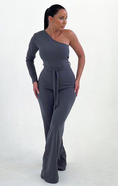 EVELYN Grey Jumpsuit - LidaPlace