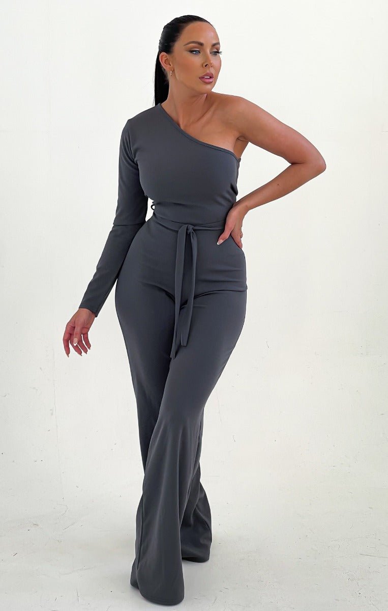 EVELYN Grey Jumpsuit - LidaPlace