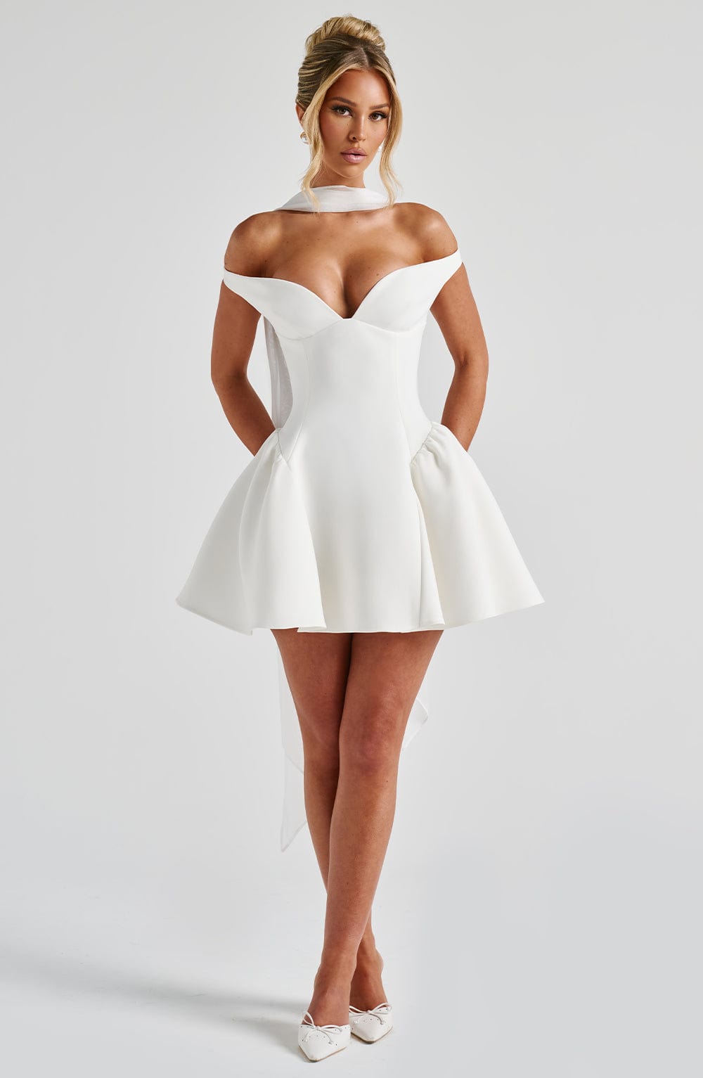 ELINA Bardot Mini Dress - LidaPlace