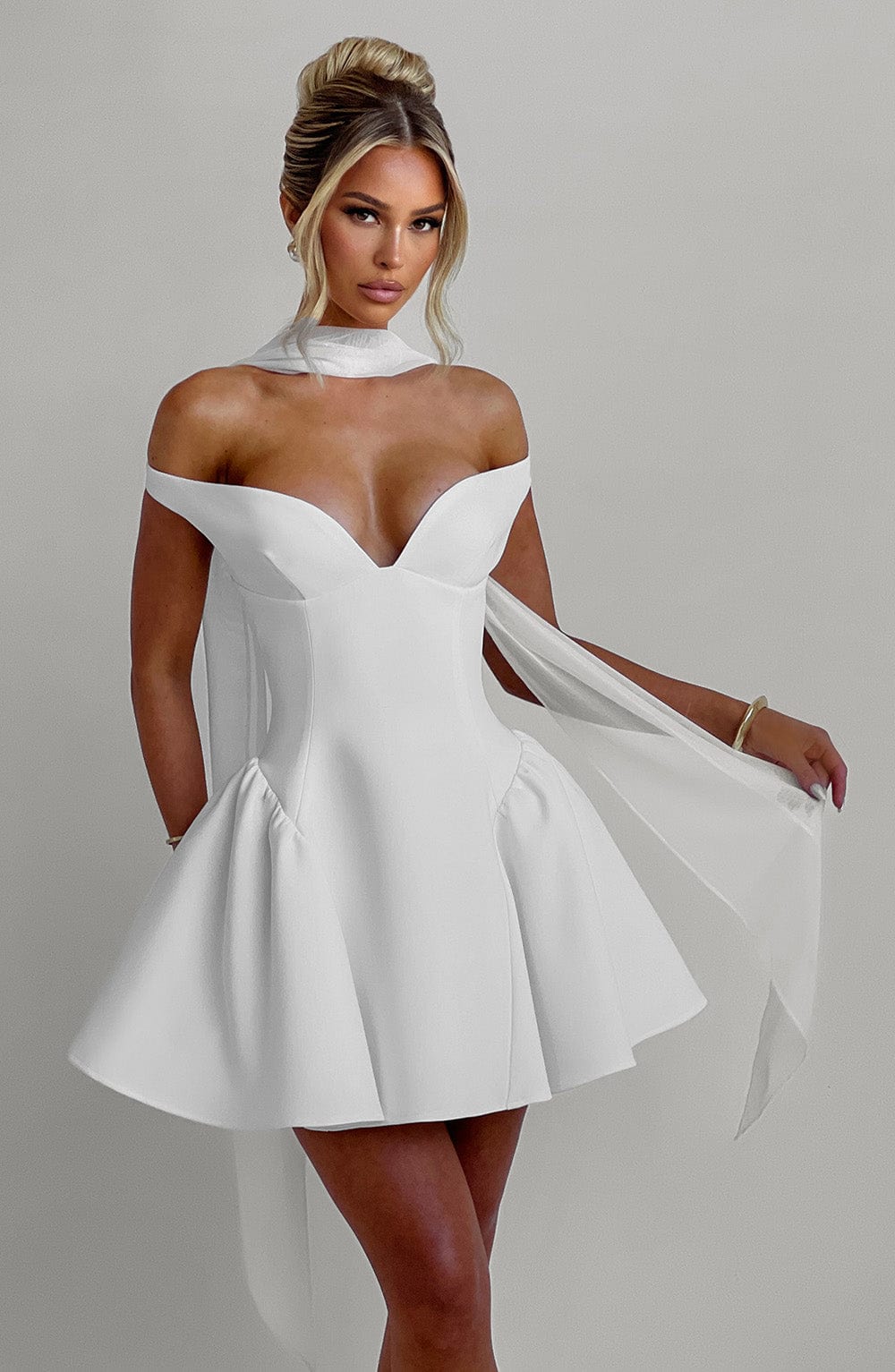 ELINA Bardot Mini Dress - LidaPlace